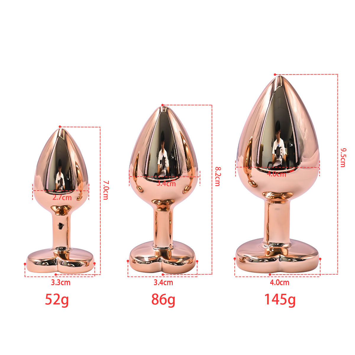 Rose Gold Anal Plug With Heart Diamond