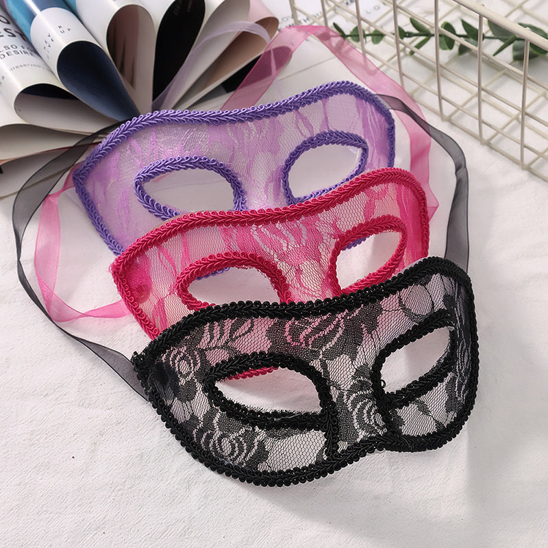 Wholesale Women Simple Hollow Lace Half Face Solid Color Stereotyped Sexy Halloween Mask