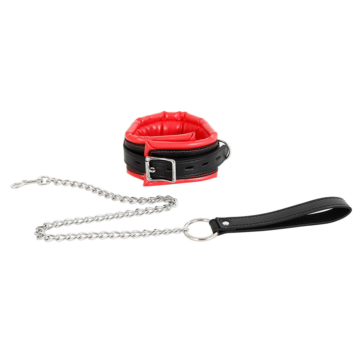 Thick Black And Red Bondage Collar
