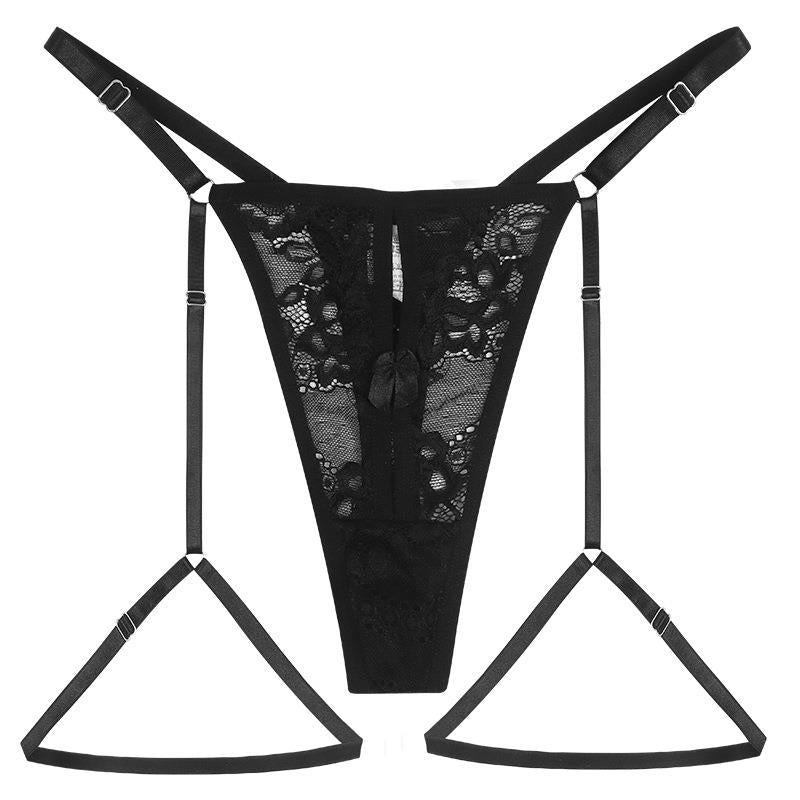 Hot Ladies Adjustable Lace T-back With Garter