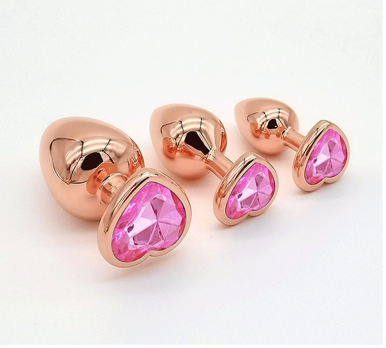 Rose Gold Anal Plug With Heart Diamond