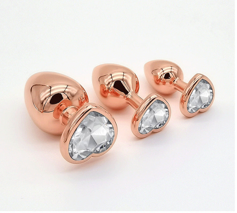 Rose Gold Anal Plug With Heart Diamond
