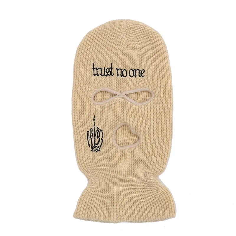 Unisex Fashion Letter Embroidered Three Hole Hat Knit Pullover Hat