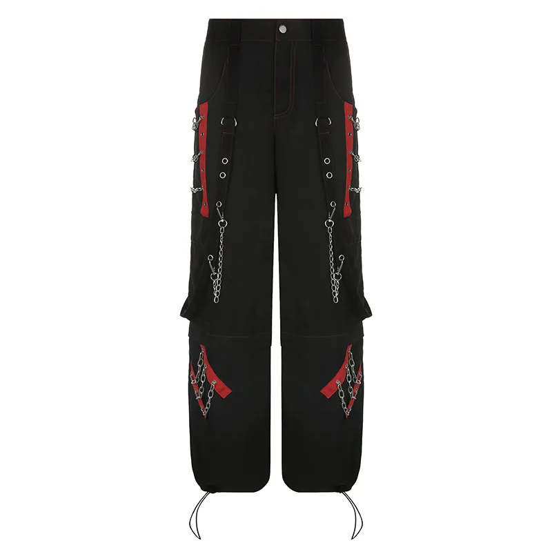 Summer Women Personality Gothic Style Loose Casual Chain Pants