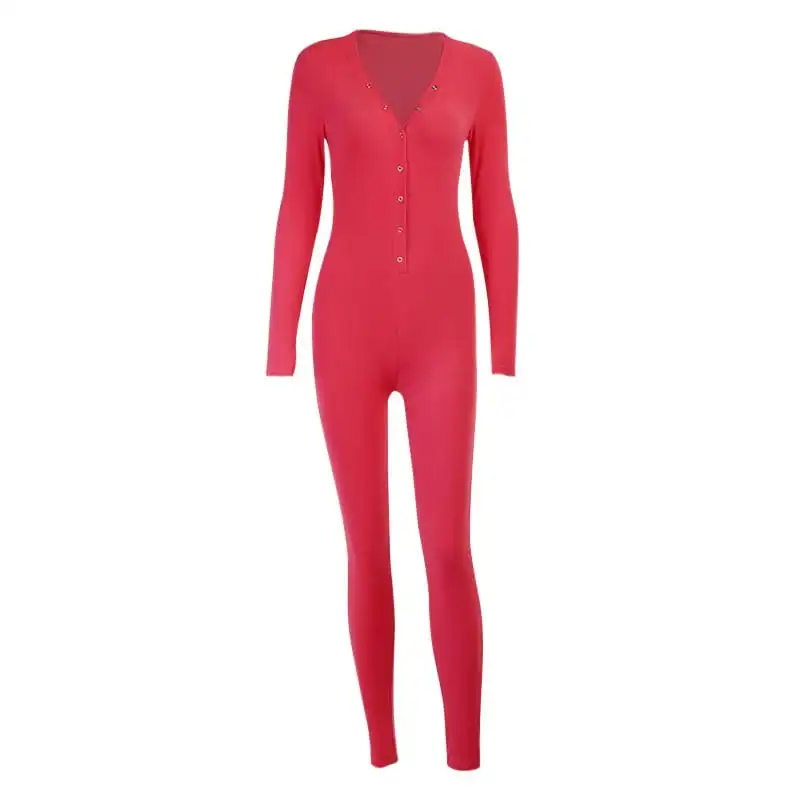 Women Fashion V Neck Singe Breasted Letter Embroidery Jumpsuits