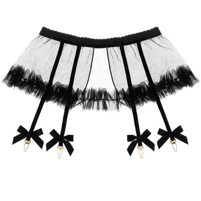 Wholesale Women Sexy Transparent Mesh Short Skirt Garter