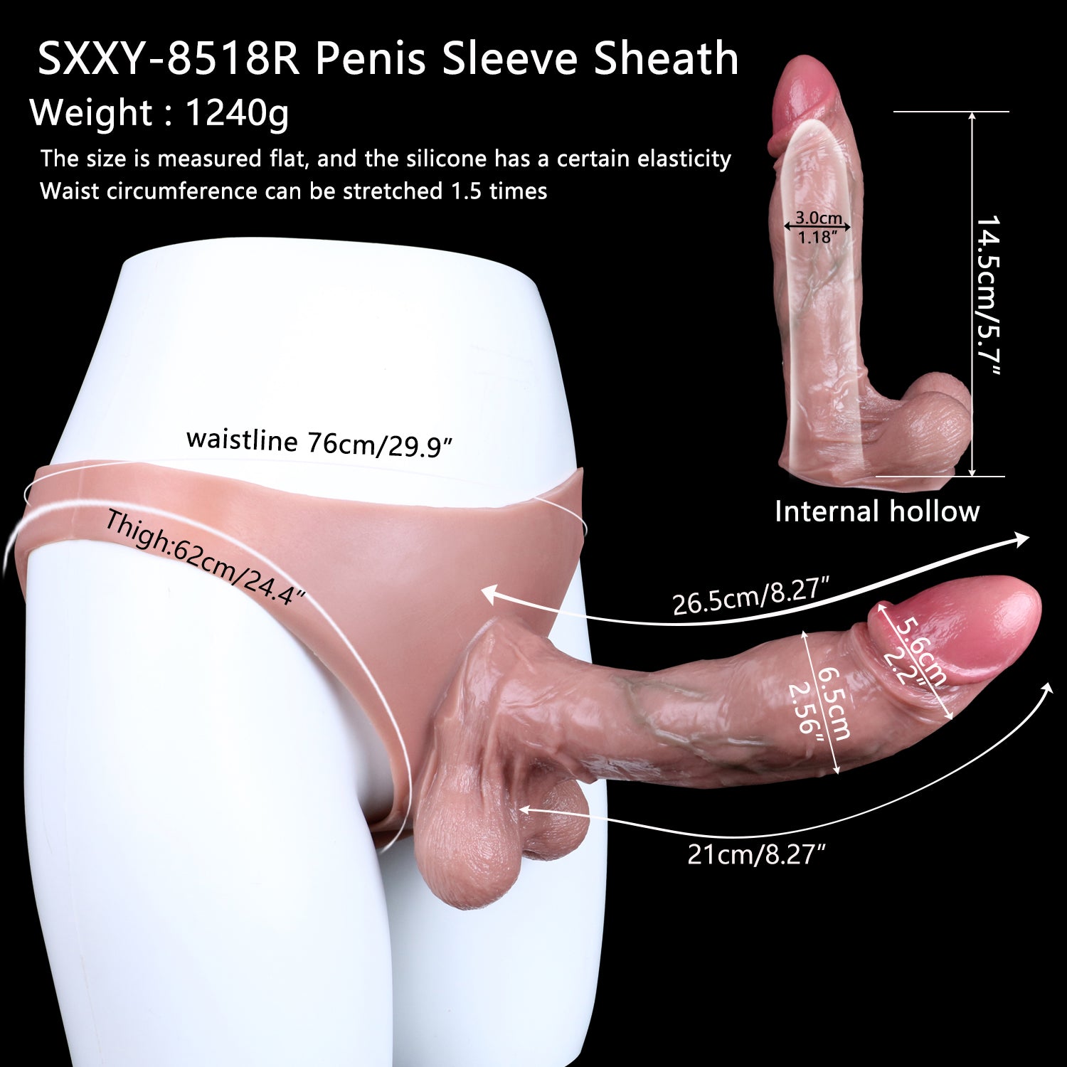 10.5 Inches Wearable Hollow Dildo