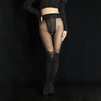 Women Retro Open File No-Off Printing Pantyhose