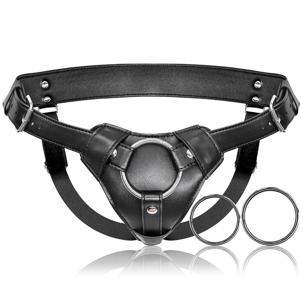 Lichee Pattern Strap on With Cock Ring And Plug Hole