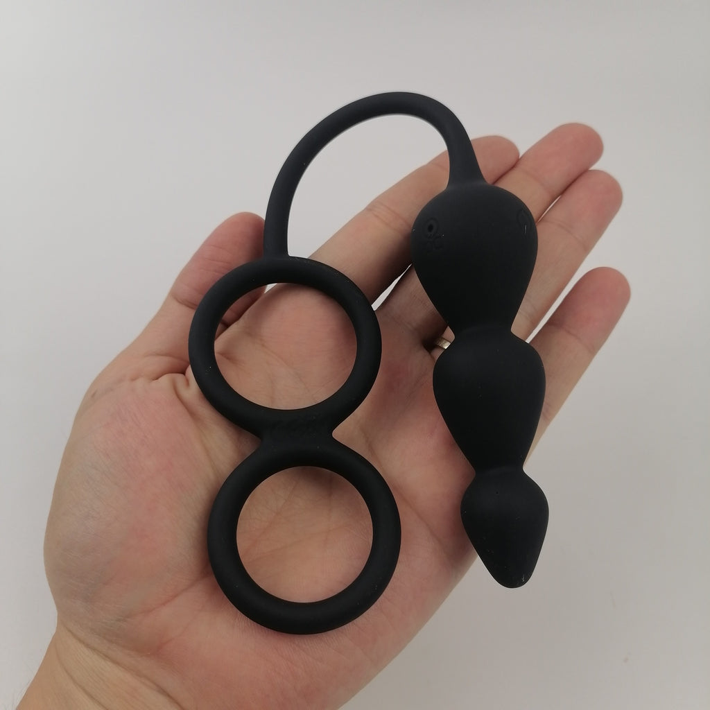 Double Cock Ring Anal Beads