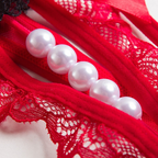 Sexy Crotchless Pearl Massage Lace Panty T-back