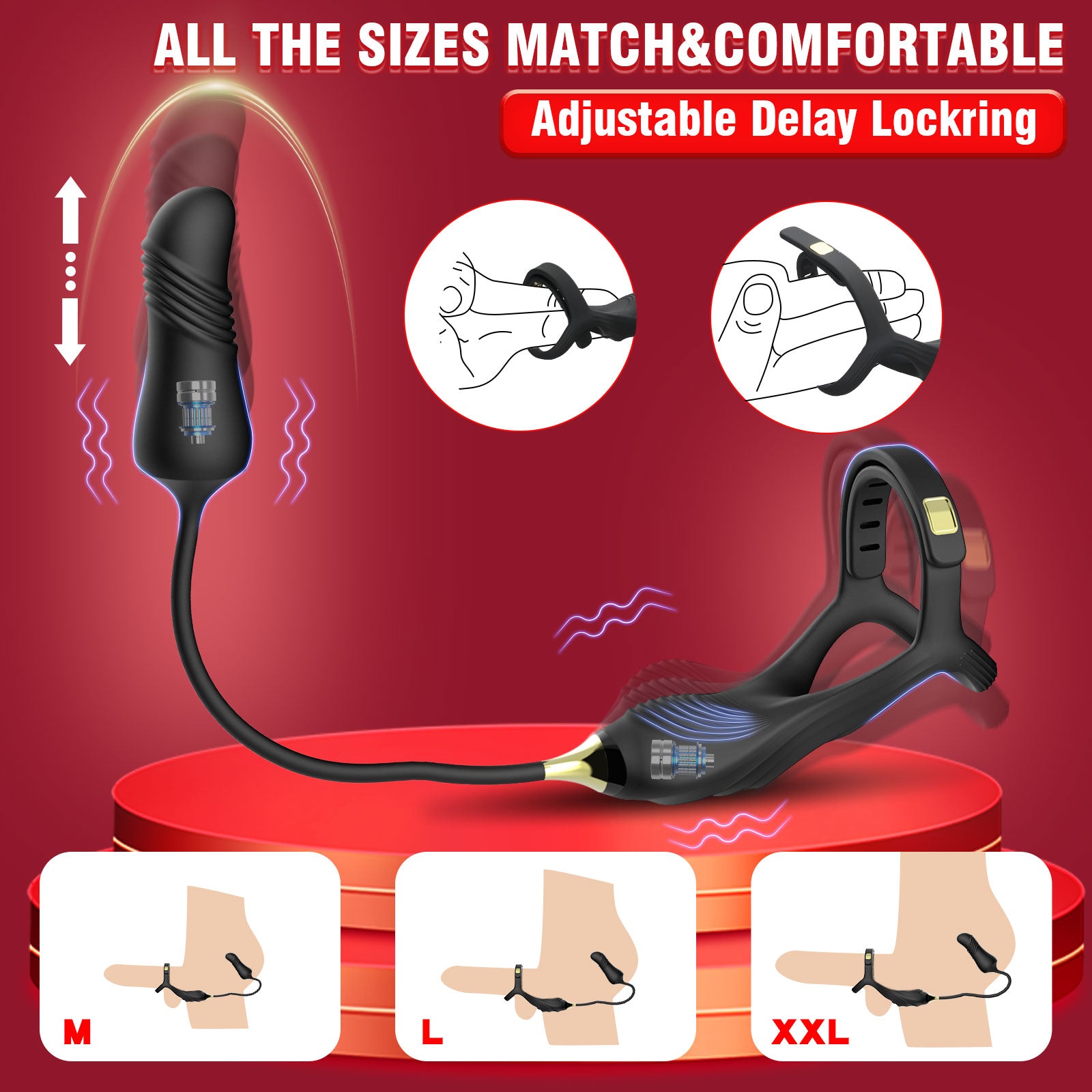 Buckle Cock Ring With Thrusting Butt Plug