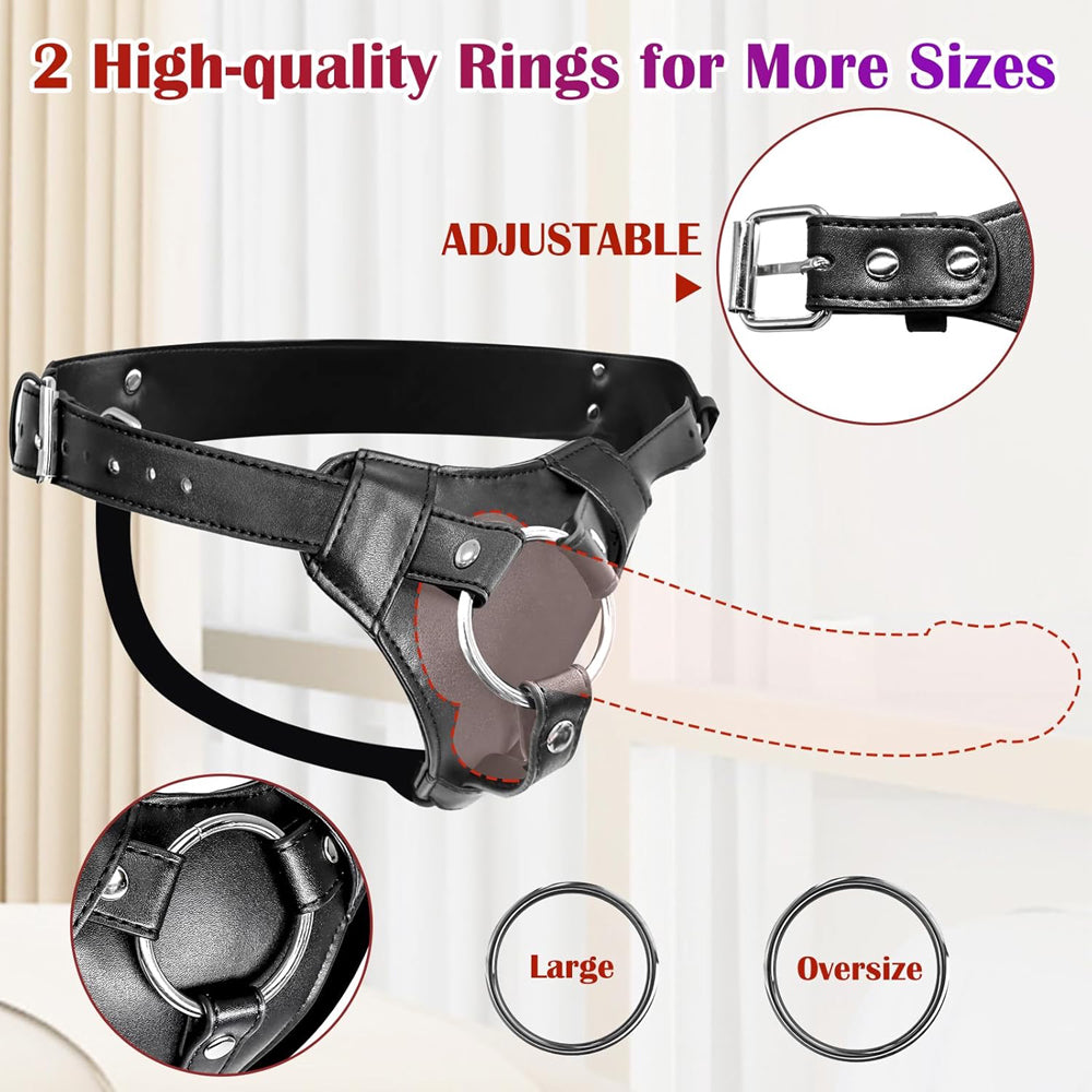 Lichee Pattern Strap on With Cock Ring And Plug Hole