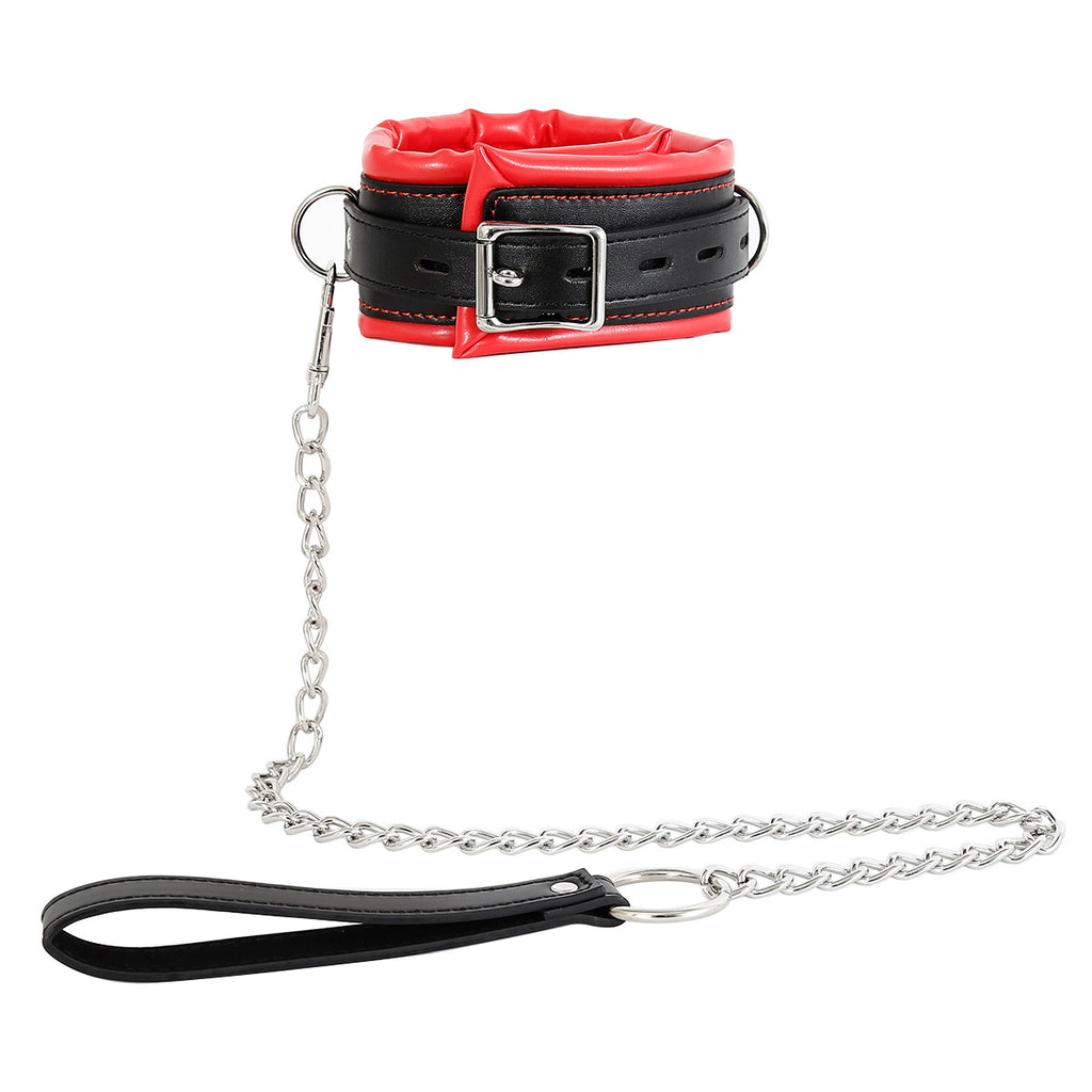 Thick Black And Red Bondage Collar