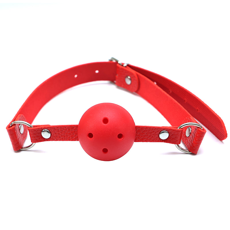 Pin Buckle Breathable O Ring White Strap Ball Gag