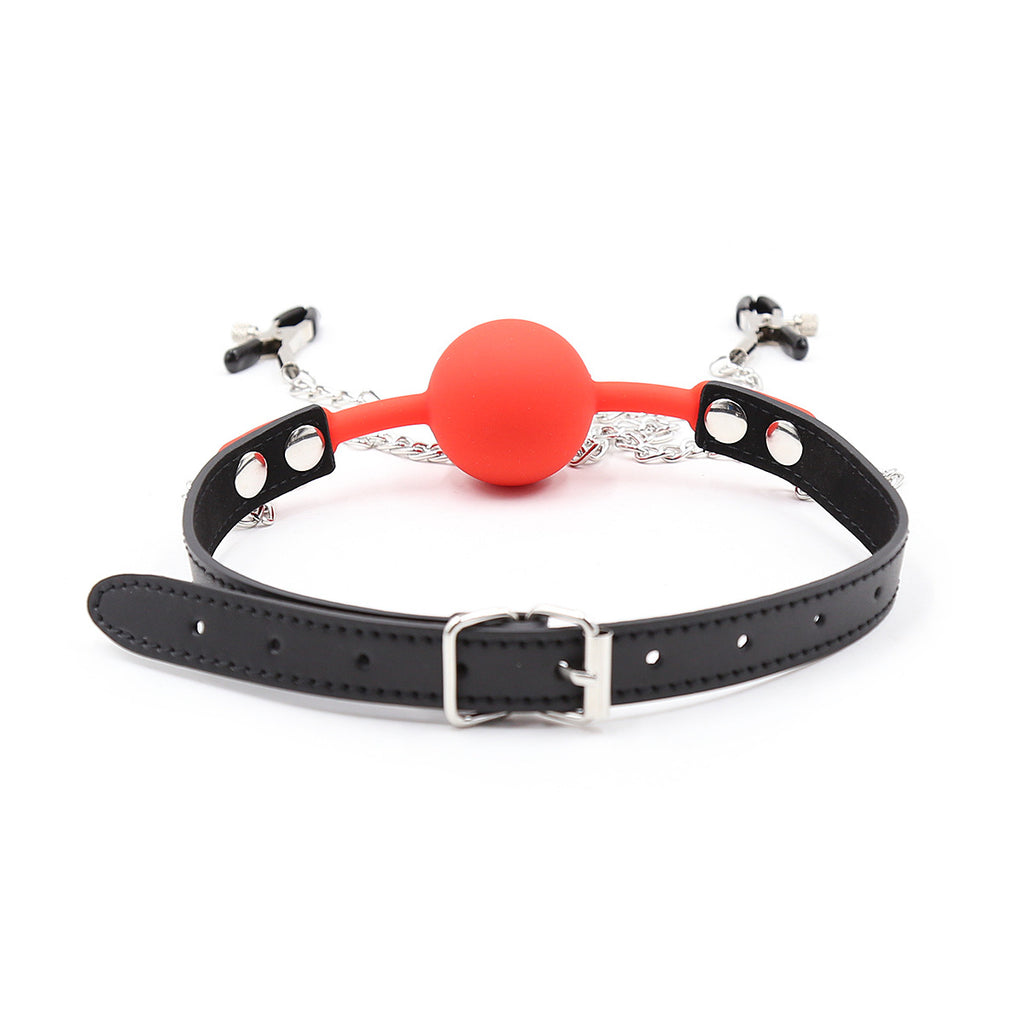 Silicone Ball Gag With Nipple Clamps