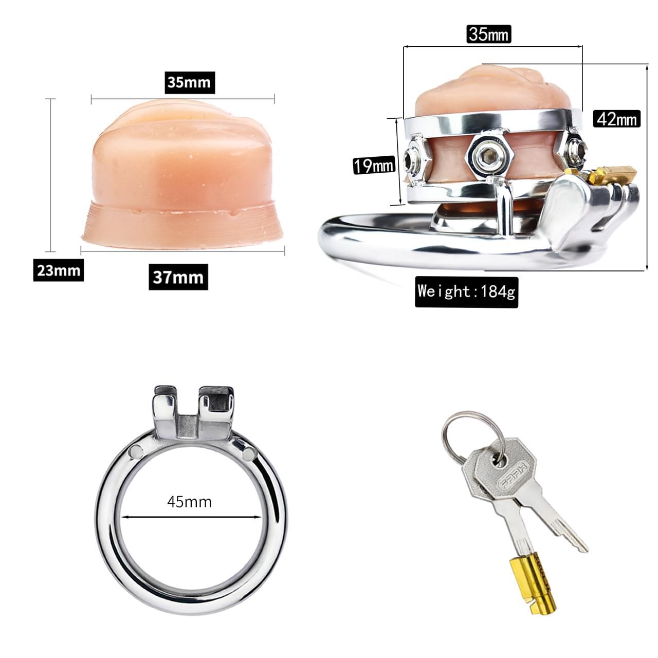 Fake Silicone Stainless Steel Chastity Cage