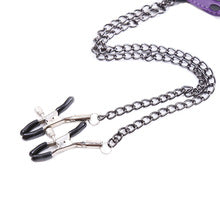 Purple Leather Collar With Nipple Clamps