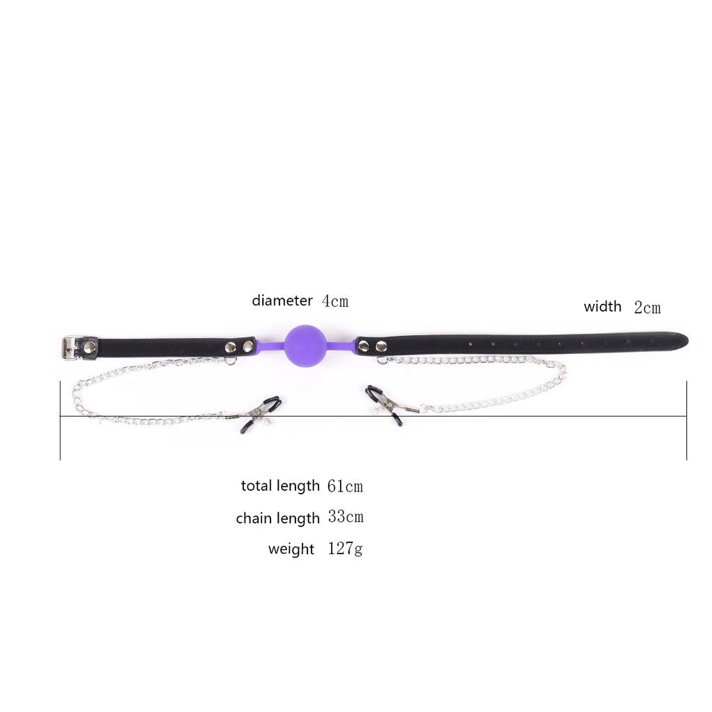 Silicone Ball Gag With Nipple Clamps