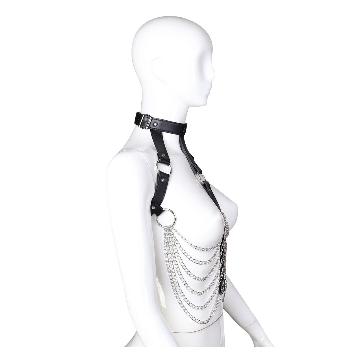 Body Chain Black Leather Bra Caged Harness
