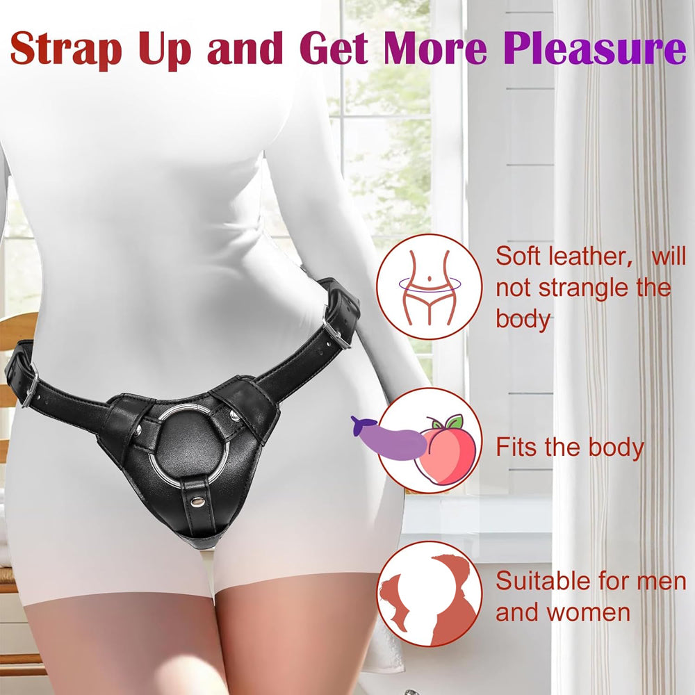 Lichee Pattern Strap on With Cock Ring And Plug Hole