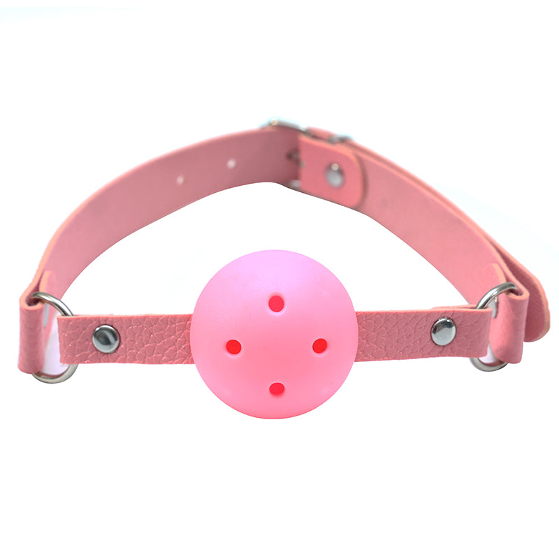 Pin Buckle Breathable O Ring White Strap Ball Gag