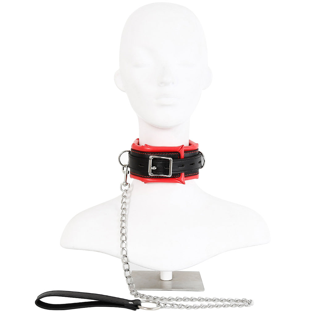 Thick Black And Red Bondage Collar