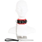Thick Black And Red Bondage Collar