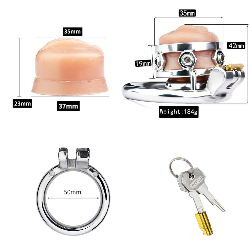 Fake Silicone Stainless Steel Chastity Cage