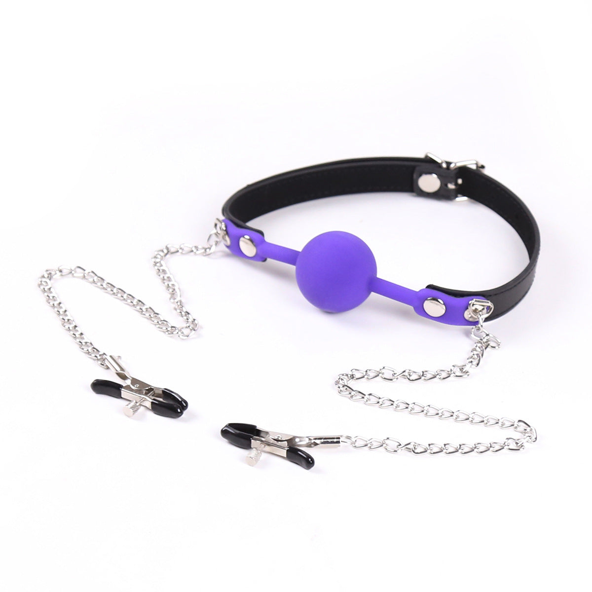 Silicone Ball Gag With Nipple Clamps
