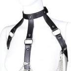 Body Chain Black Leather Bra Caged Harness