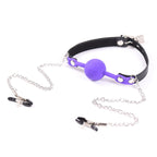 Silicone Ball Gag With Nipple Clamps