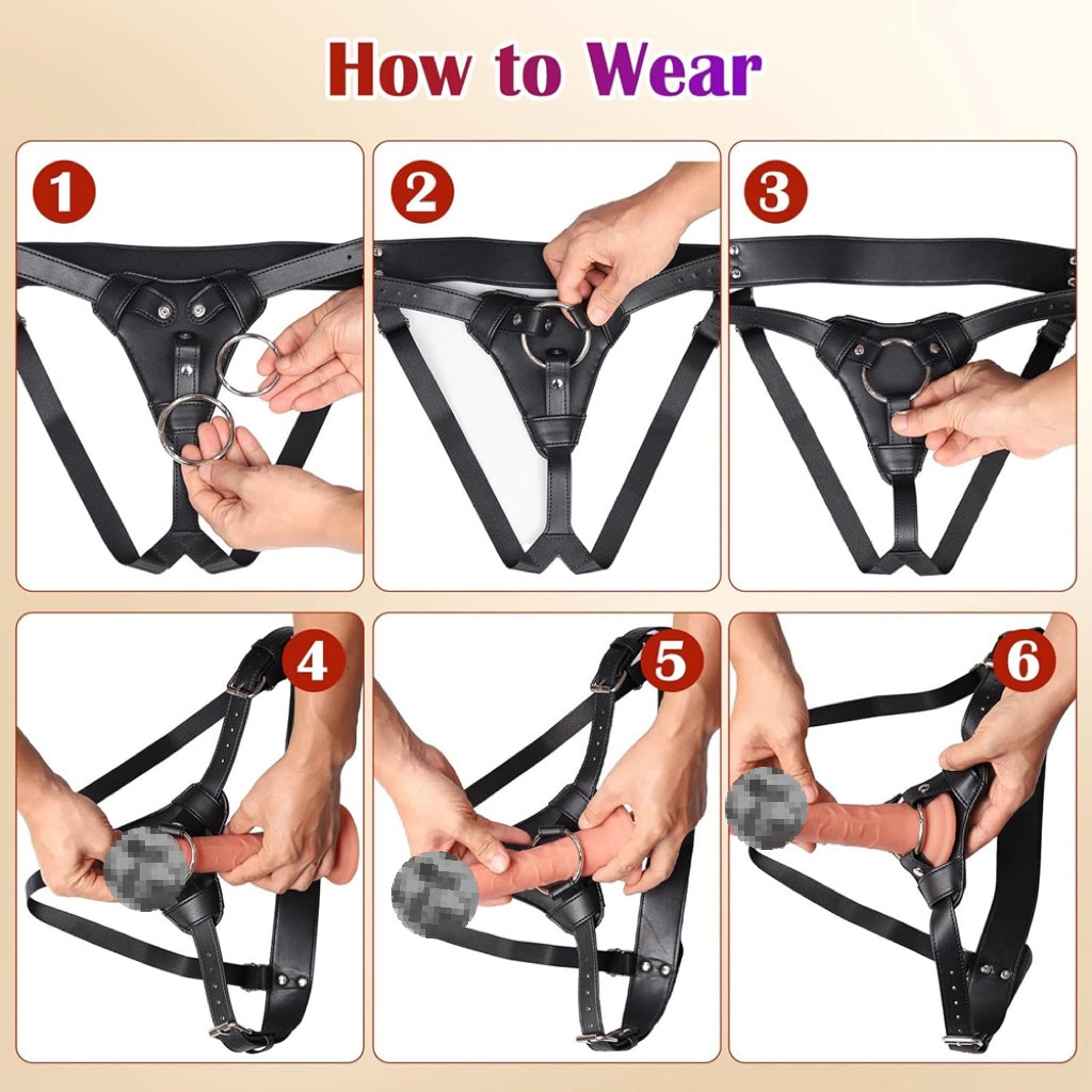 Lichee Pattern Strap on With Cock Ring And Plug Hole