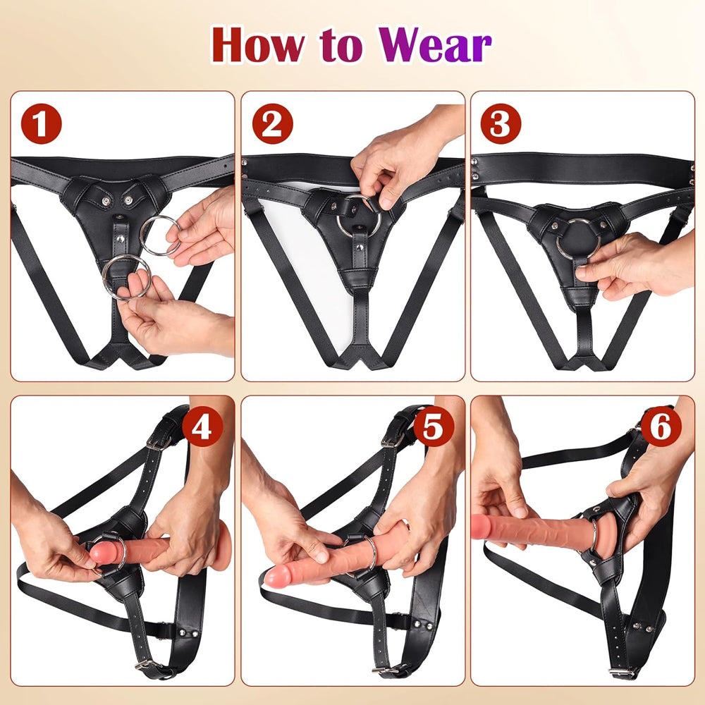 Lichee Pattern Strap on With Cock Ring And Plug Hole