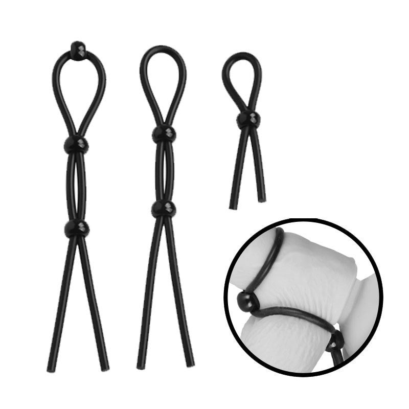 Black Adjustable Penis Tie Ring