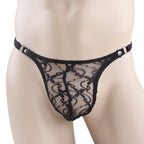 Men Low Waist Transparent Mesh T-back