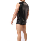 Sexy Faux Leather Slim Vest For Men