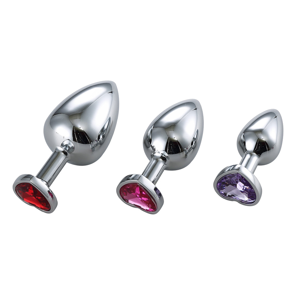 Heart Jeweled Stainless Steel Butt Plug -Silver