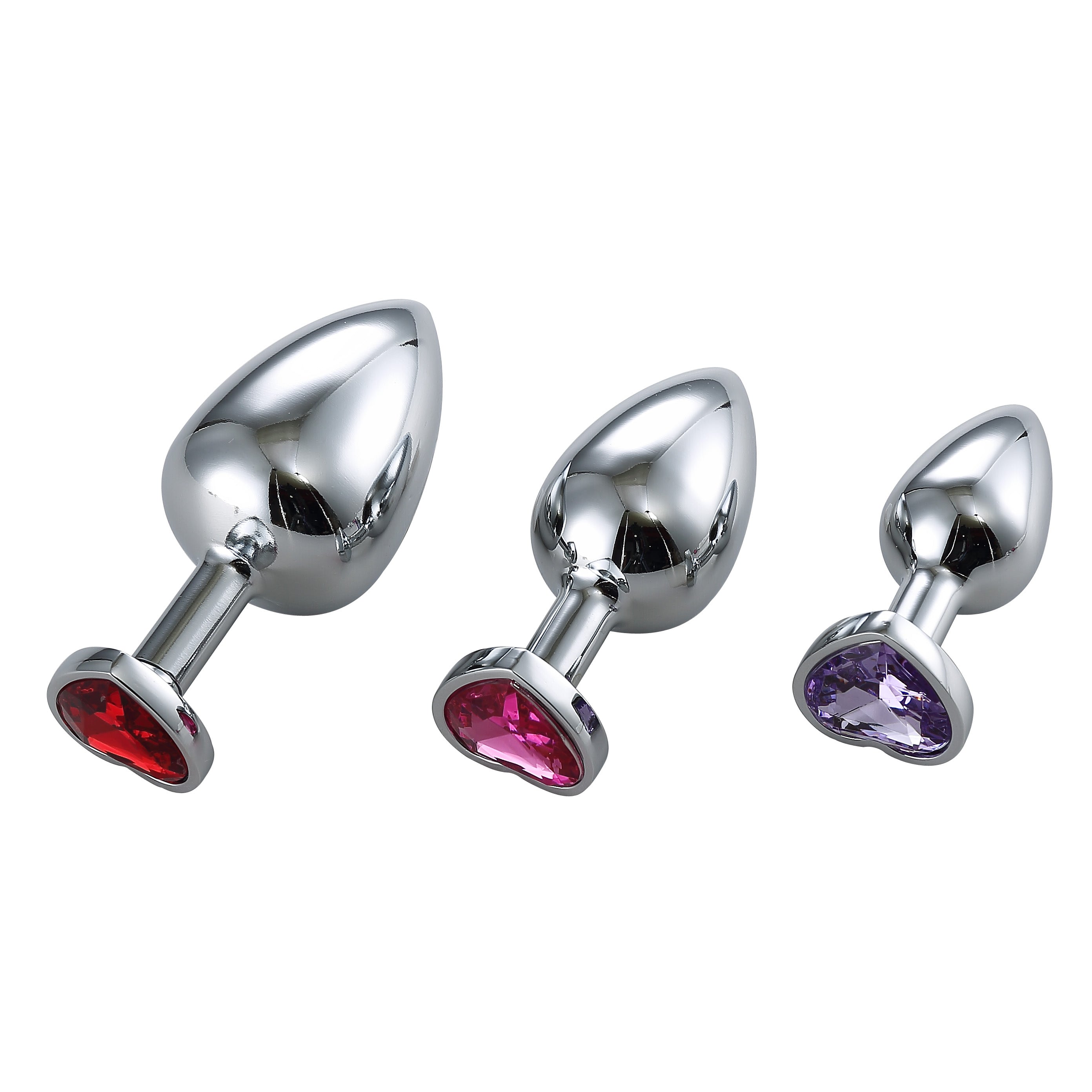 Heart Jeweled Stainless Steel Butt Plug -Silver