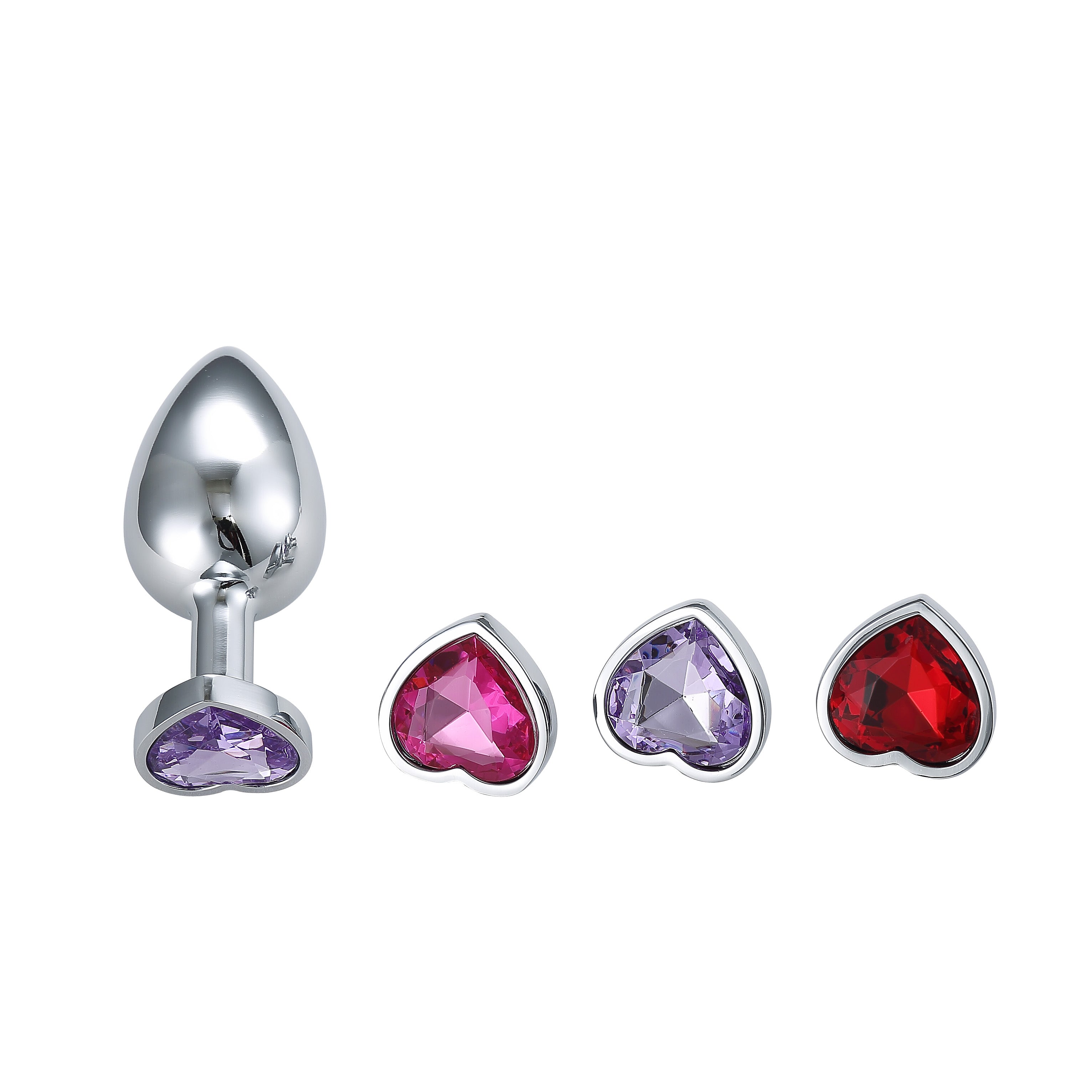 Heart Jeweled Stainless Steel Butt Plug -Silver
