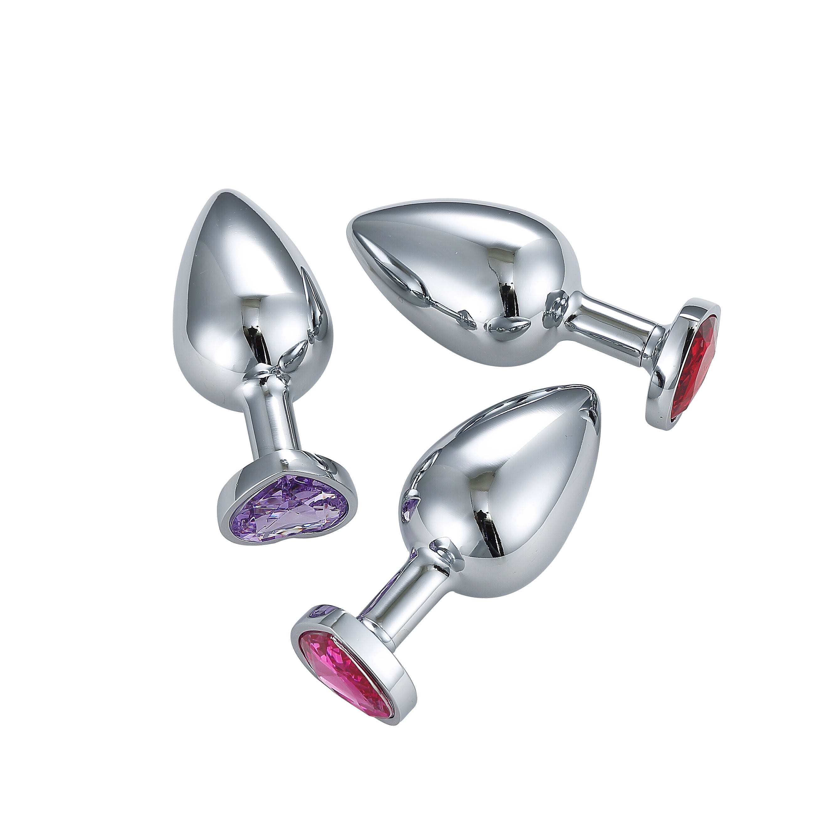 Heart Jeweled Stainless Steel Butt Plug -Silver