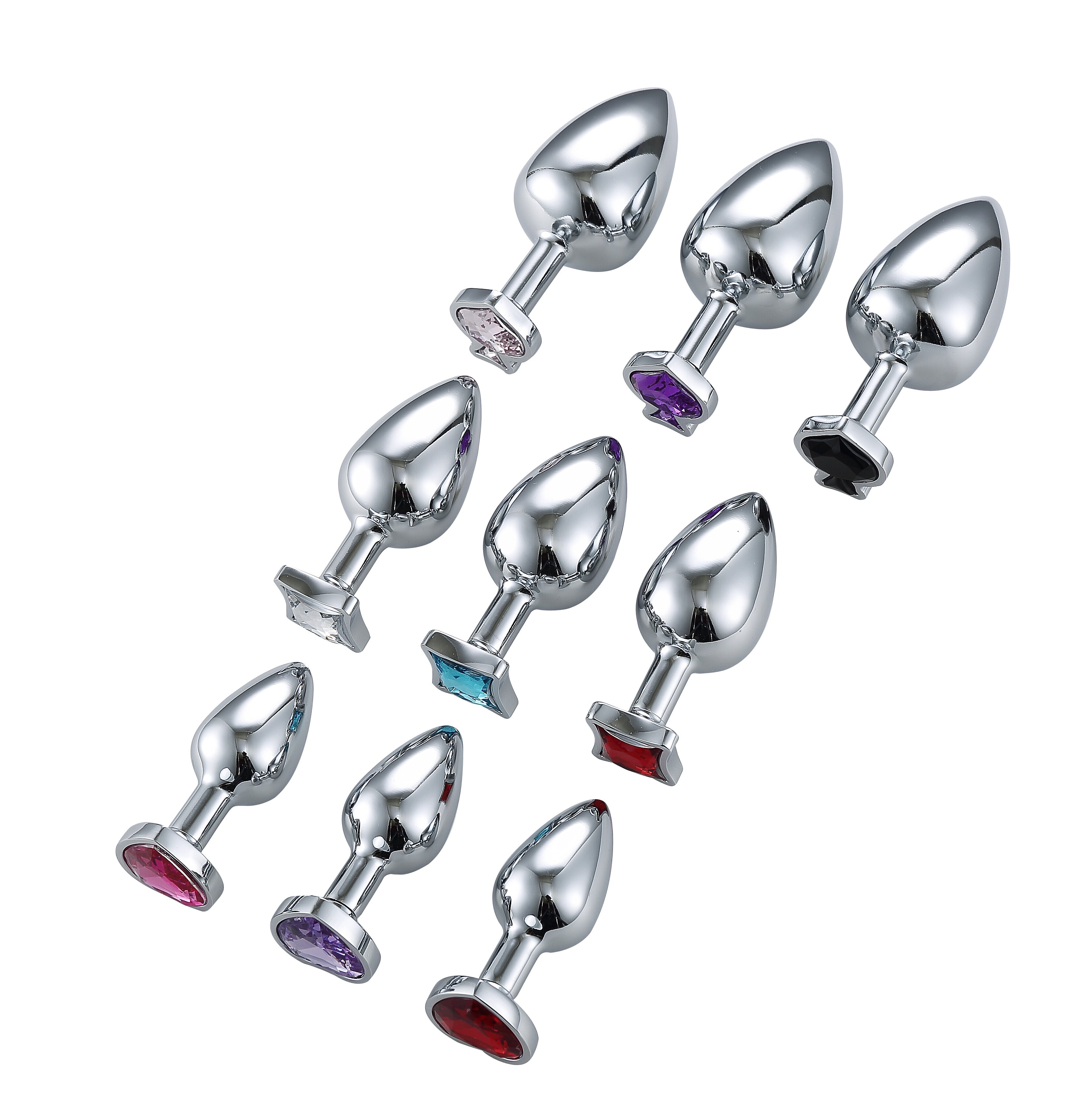 Heart Jeweled Stainless Steel Butt Plug -Silver