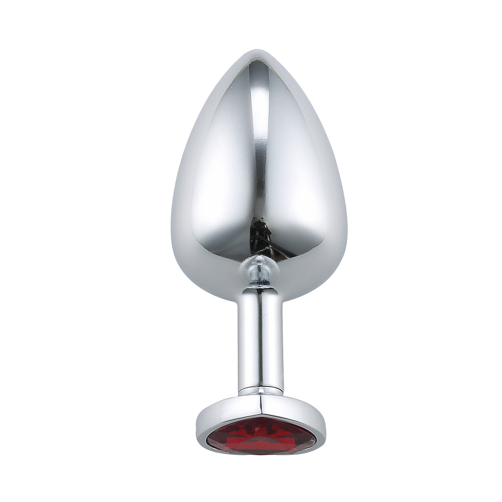 Heart Jeweled Stainless Steel Butt Plug -Silver