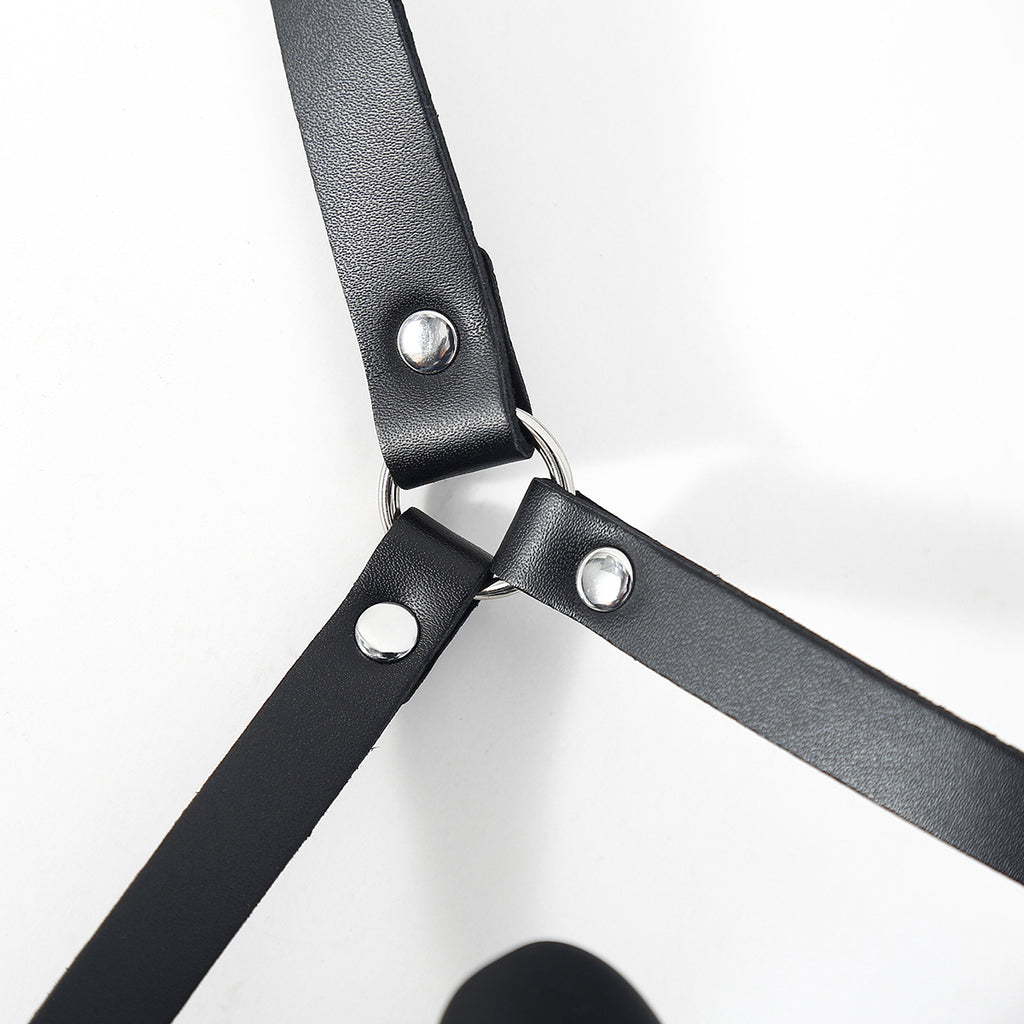 Strap On Silicone Double Dildo With Penis Gag