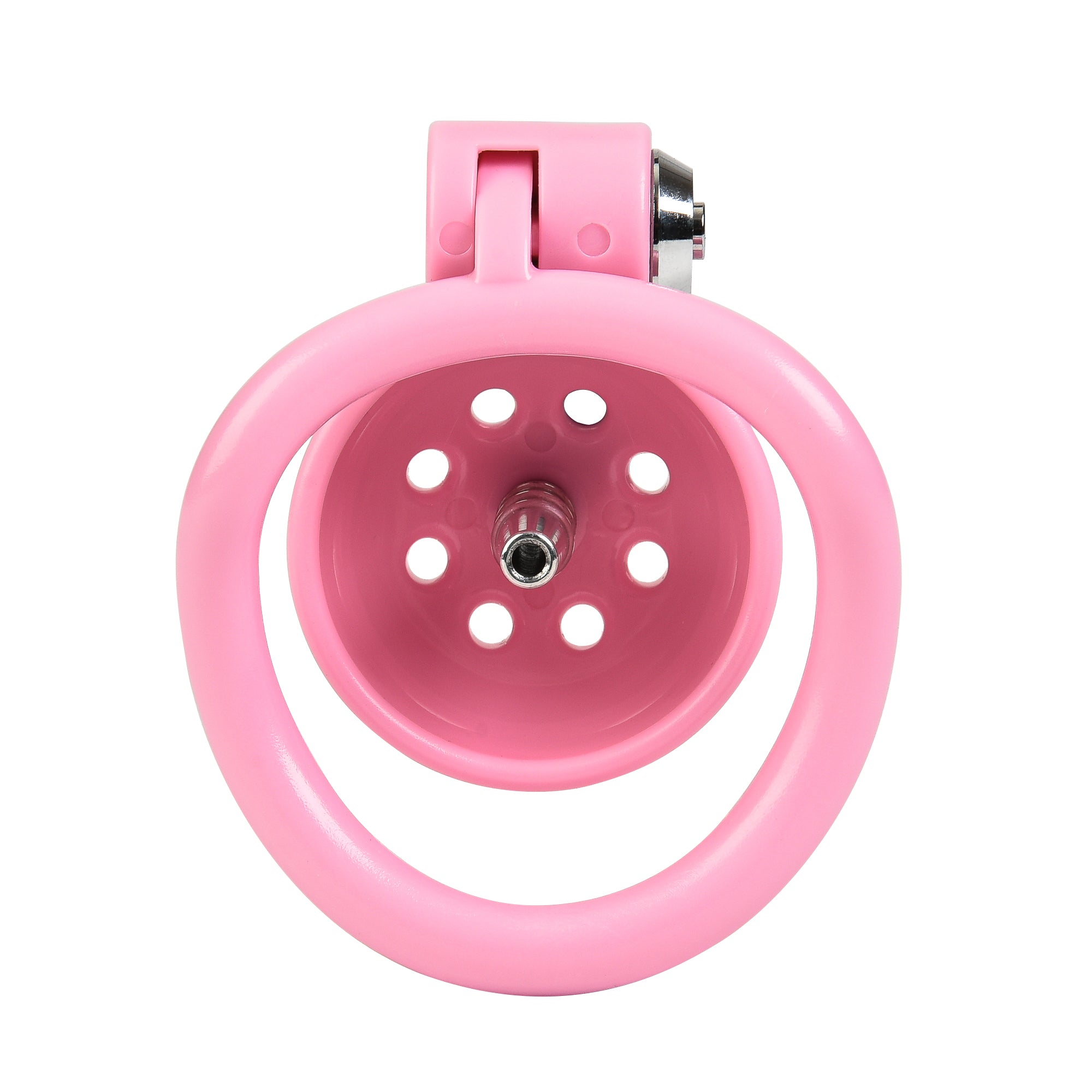 Button Lock Chastity Cage With Metal Penis Plug