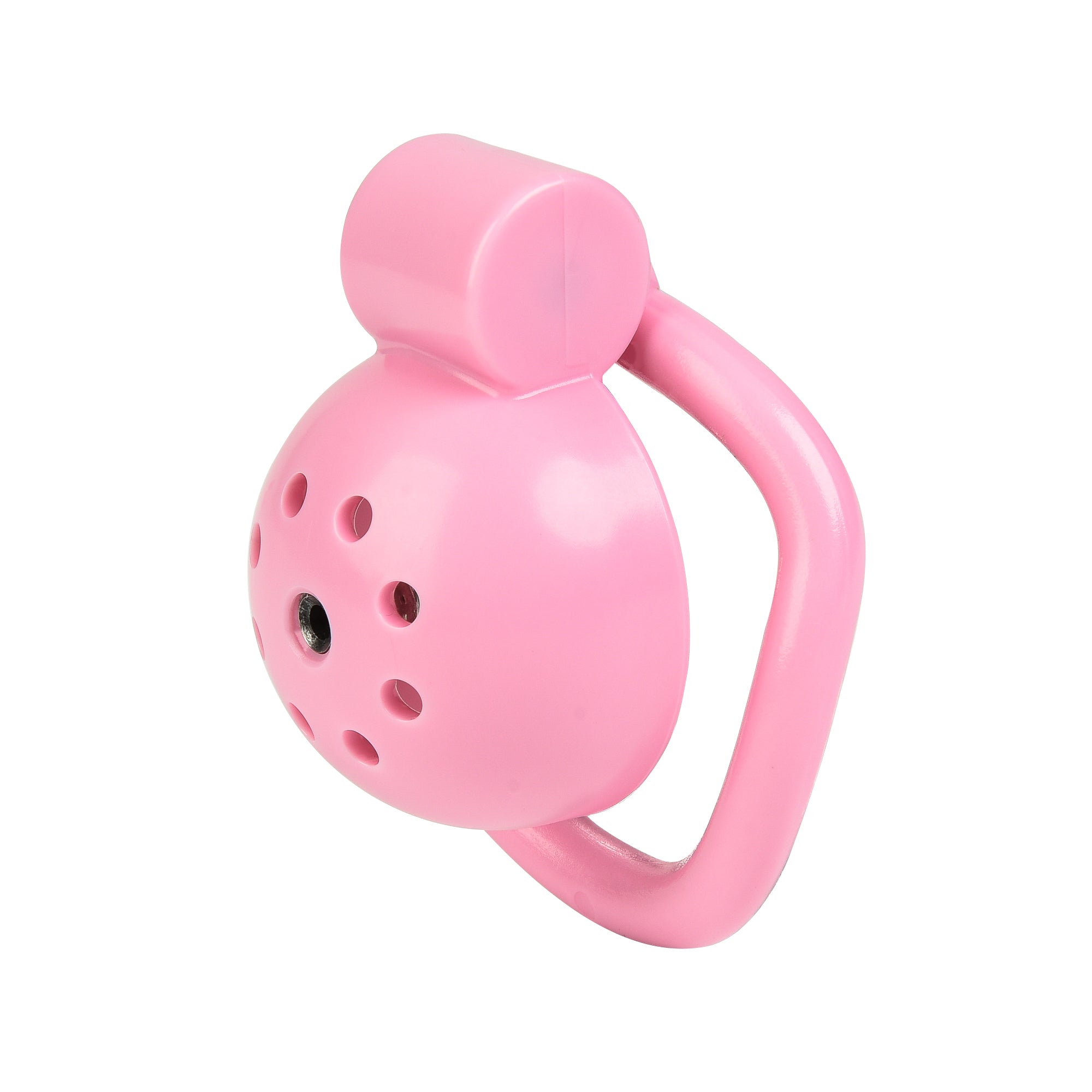 Button Lock Chastity Cage With Metal Penis Plug