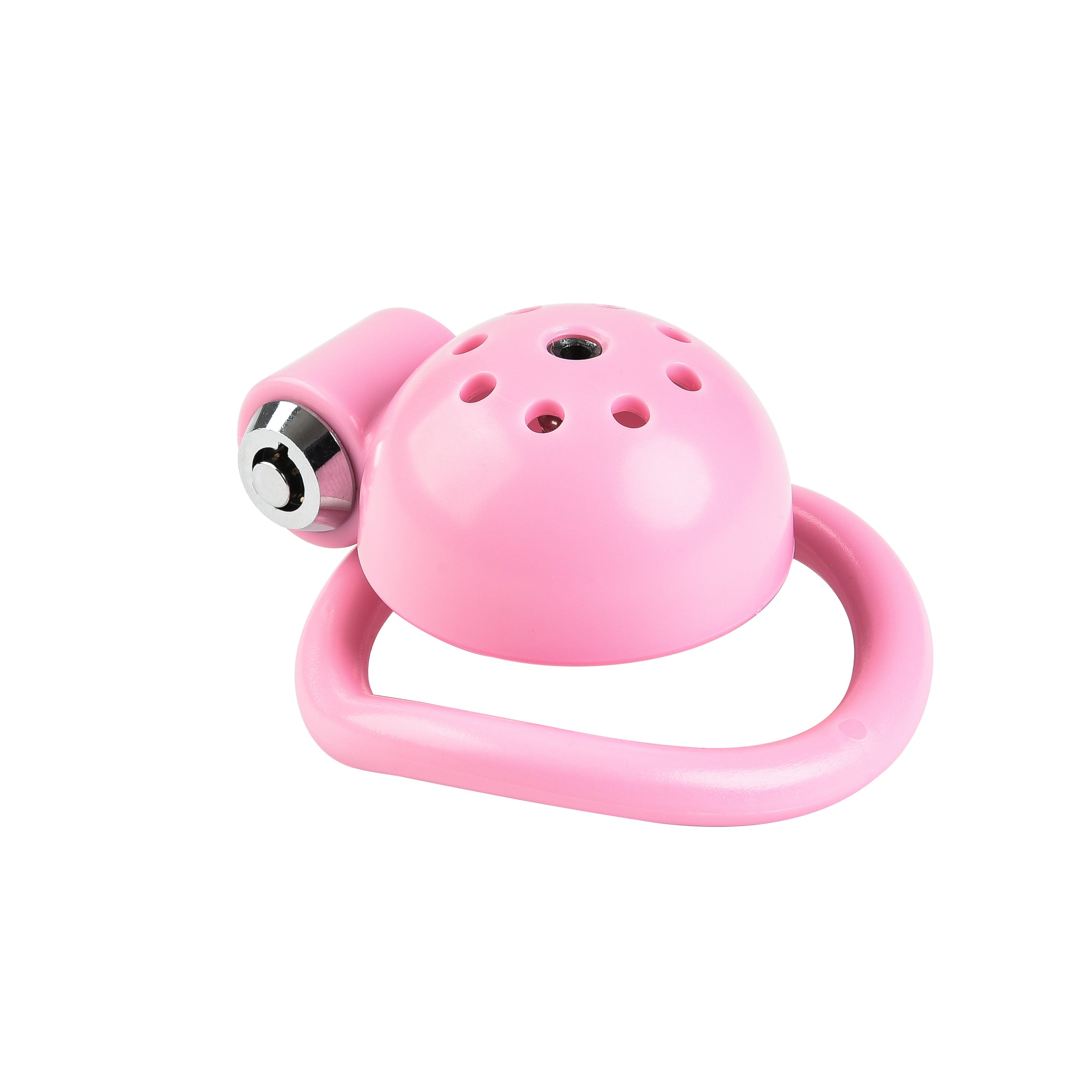 Button Lock Chastity Cage With Metal Penis Plug