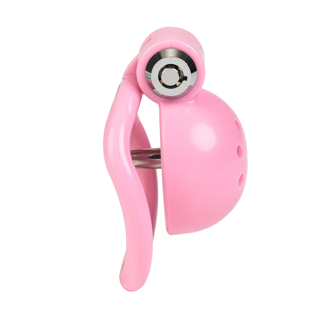 Button Lock Chastity Cage With Metal Penis Plug