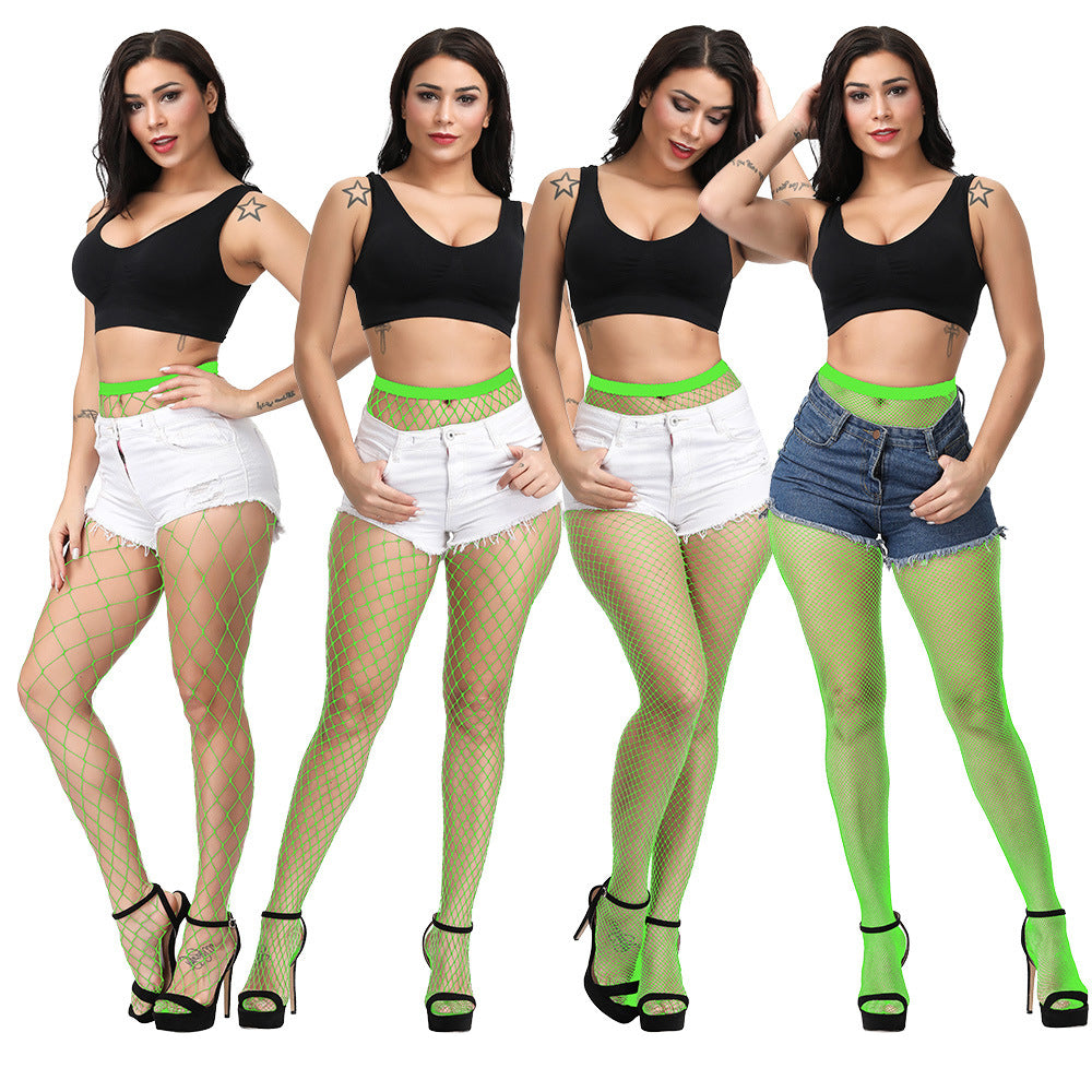 Women Sexy Solid Color Non-Slip Mesh High Waist Pantyhose