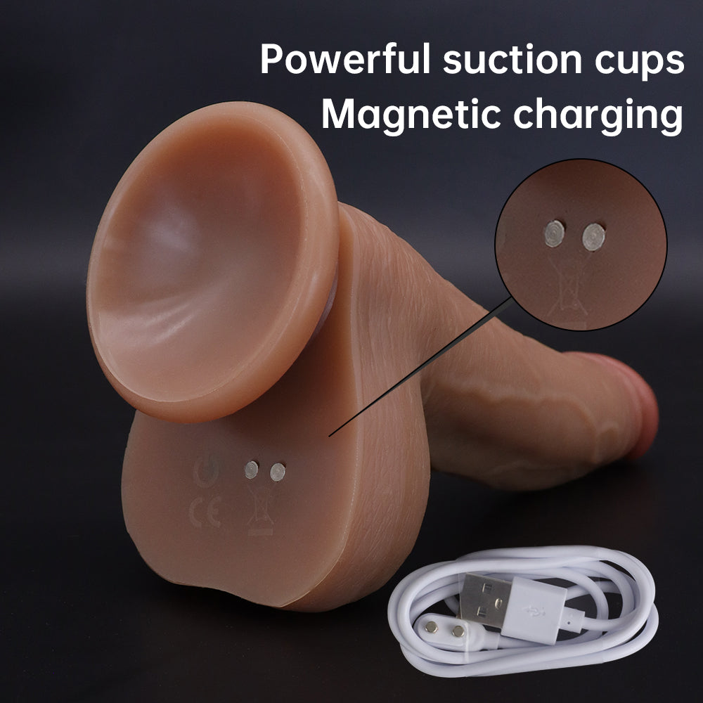 Realistic Swinging & Warming Silicone Vibrating Dildo